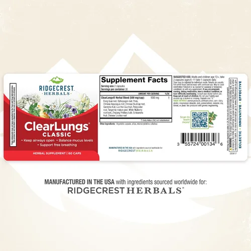 Miniatura 8 de Ridgecrest Herbal Clearlungs Classic Red Label - 60 cápsulas (paquete de 3)