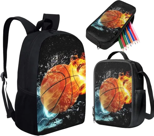 Miniatura 2 de HUGS IDEA Juego de 3 bolsas escolares con aislamiento térmico para el almuerzo, estuche para lápices