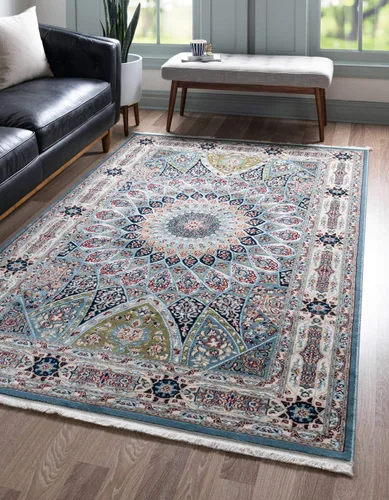 Miniatura 22 de Unique Loom Colección Narenj - Adams - Alfombra ovalada (2 pies 2 pulgadas x 3 pies 1 pulgada, color azul/borgoña)