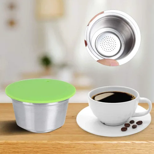 Miniatura 4 de Cápsula de café, cápsula de café reutilizable de acero inoxidable, cápsulas de filtro de café, accesorios para cafetera (verde)