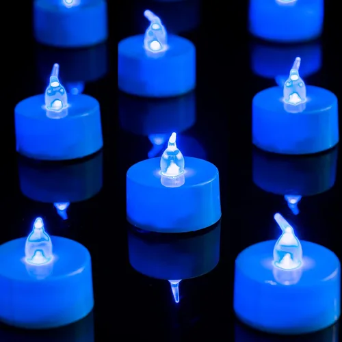 Miniatura 11 de LANKER Paquete de 24 velas de té negras – Luces LED sin llama amarillas cálidas parpadeantes – Velas falsas de larga duración a pilas – Decoración