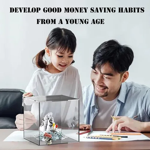 Miniatura 3 de Alcancía transparente para adultos y niños, caja de ahorro de dinero de acrílico, alcancía no se puede abrir para adultos, tarro de propina