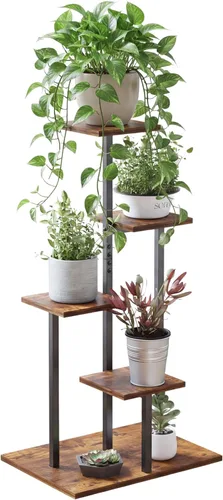 Soporte para plantas de interior de 4 niveles, múltiples soportes para plantas de interior | Sturdy wood structure, space-saving corner design.