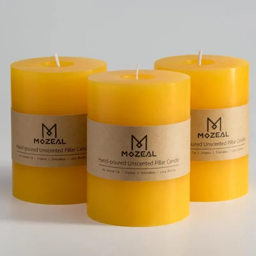 Miniatura 96 de MOZEAL Velas grandes sin perfume vertidas a mano de 3 x 8 pulgadas, sin humo, juego de 2, combustión lenta, sin goteo, aproximadamente 150 horas