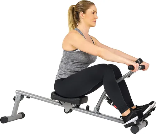 Miniatura 4 de Sunny Health & Fitness Máquina de remo compacta ajustable con 12 niveles de resistencia para entrenamientos corporales completos y aplicación
