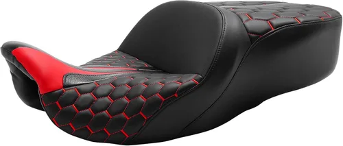 Miniatura 41 de C.C. RIDER Asiento de conductor, piloto y pasajero de una pieza con diamante, asiento de 2 plazas para Harley Touring Road King FLHR, Street Glide
