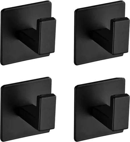 Miniatura 17 de Ganchos para Toallas de Baño, Paquete de 2 Ganchos Cuadrados Autoadhesivos para Abrigos, Gancho Resistente para Bata Sin Perforación, Colgador
