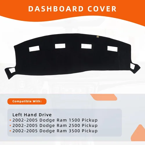 Miniatura 2 de Funda para tablero de instrumentos, tapete para salpicadero compatible con Dodge Ram 1500, 2500, 3500, años 2005-2002 (para transmisión manual)