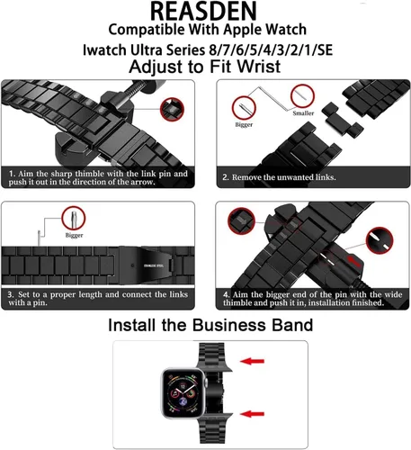 Miniatura 7 de Correa y Caja de Acero Inoxidable Compatible con Apple Watch iWatch Ultra Series 11 10 9 8 7 6 5 4 3 2 1 SE 49mm 45mm 46mm 44mm 42mm 41mm 40mm 38mm