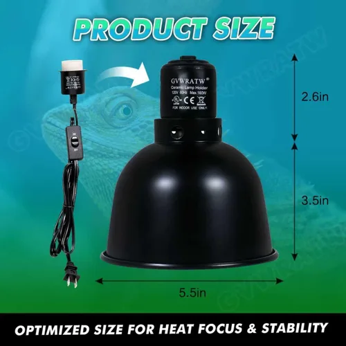 Miniatura 7 de Lámpara de reptil de cúpula poco profunda de 5.5 pulgadas, adecuada para bombillas UVB y bombillas de calor que disfrutan, máximo 160 W.