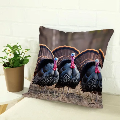Miniatura 2 de Fundas de almohada de lino y algodón con diseño de pavo salvaje, fundas de almohada para sofá, cama, decoración del hogar, 18 x 18 pulgadas