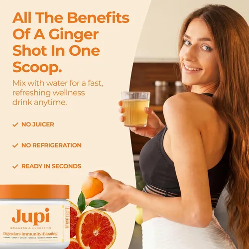Miniatura 7 de Jupi Polvo de Hidratación y Bienestar – Shots de cúrcuma y jengibre, suplemento de vitamina C para energía, apoyo inmunológico y salud digestiva
