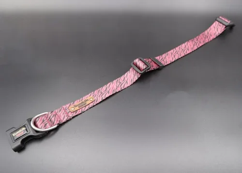 Handmade Dark Red Zebra Dog Collar - Tontik Shop Colorful wide collar for dogs made of woven fabric - 3 Sizes - For small, medium and large dogs -