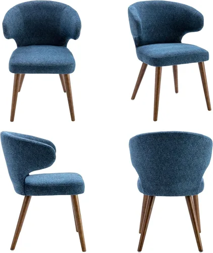 Miniatura 7 de RIVOVA Juego de 2 sillas tapizadas con brazos decorativos, sillas de comedor modernas de felpilla de mediados de siglo para cocina, comedor, sillas