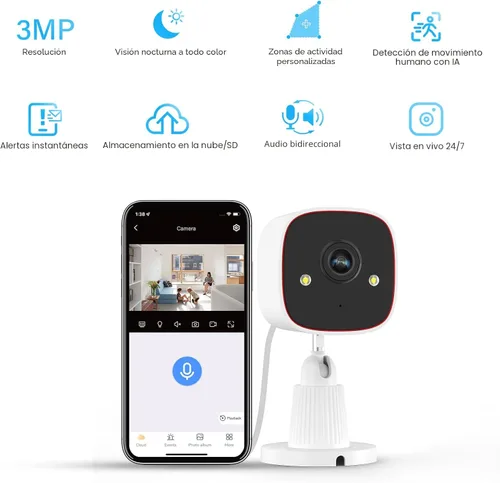 Miniatura 2 de Jennov Cámaras de seguridad 2K, cámaras WiFi para interiores para seguridad del hogar, cámaras para mascotas con enchufe, doble banda