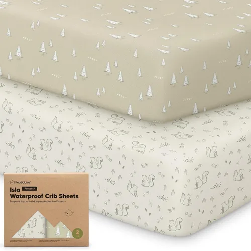 Miniatura 19 de Paquete de 2 sábanas impermeables para cuna de bebé para niños y niñas - 52x28 sábanas para cama de niño pequeño de viscosa derivada de bambú