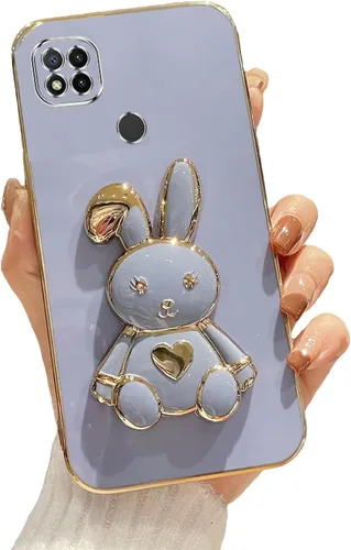 Miniatura 90 de Estuche con soporte de conejo de corazón para Xiaomi Redmi Note 10S, galvanizado suave TPU protector delgado a prueba de golpes con lindo conejito