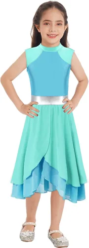 Miniatura 49 de CHICTRY Vestido de baile lírico sin mangas asimétrico para niñas, disfraz de adoración litúrgica contemporánea