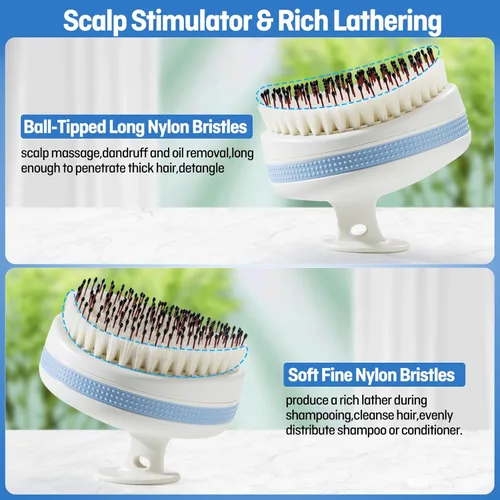 Miniatura 2 de Masajeador de cuero cabelludo con cerdas de doble capa, cepillo de champú para lavar el cabello con espuma rica y antideslizante, limpiador de cuero