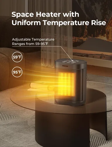 Miniatura 4 de Calentadores de espacio de 1500 W para uso en interiores, calentadores eléctricos de cerámica PTC con 4 modos, protección contra sobrecalentamiento