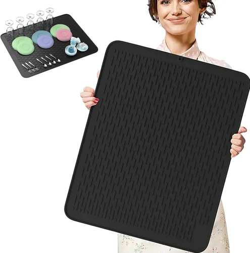 Miniatura 7 de MonsterMat - Tapete extra grande (30 x 24 pulgadas) para secar platos de silicona resistente para encimeras de cocina