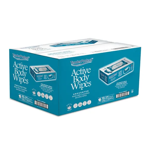 TenderProtect Active Body Wipes, extra grande, sin enjuague, para adultos, 9 x 12 pulgadas, extra grande, aloe, sin enjuague, paño de baño para