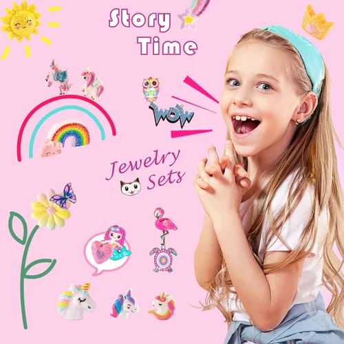Miniatura 4 de Joyería para niñas de BeAndge, juguetes para niñas de 4-6, 4-5 años, conjunto de joyería para niños pequeños para disfrazarse y vestirse de 6-8