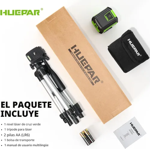 Miniatura 8 de HUEPAR - Nivel láser con trípode, nivel láser autonivelante de 98 pies, línea verde, herramienta niveladora láser de línea cruzada para colgar