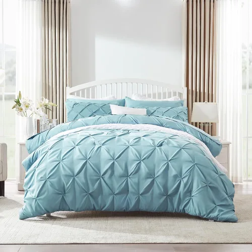 Miniatura 10 de SLEEP ZONE - Juego de edredón tamaño Queen de 3 piezas con funda de cojín, diseño de mil rayas con relleno alternativo suave y ligero, refrescante