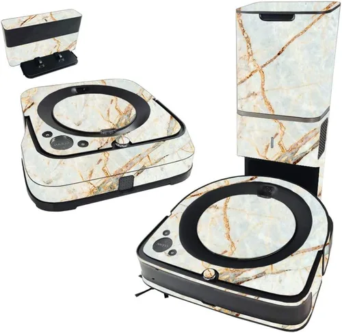 Miniatura 10 de MightySkins Skin compatible con iRobot Roomba s9+ Vacuum & Braava Jet m6 Bundle – Mármol ámbar, cubierta de vinilo duradera y única Fácil