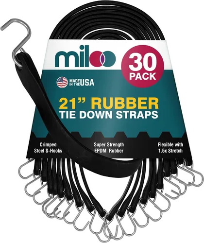 Miniatura 11 de Miloo Cuerdas elásticas de goma con ganchos, lona resistente y correas de carga, fabricadas en Estados Unidos, paquete de 10 unidades de 10 pulgadas