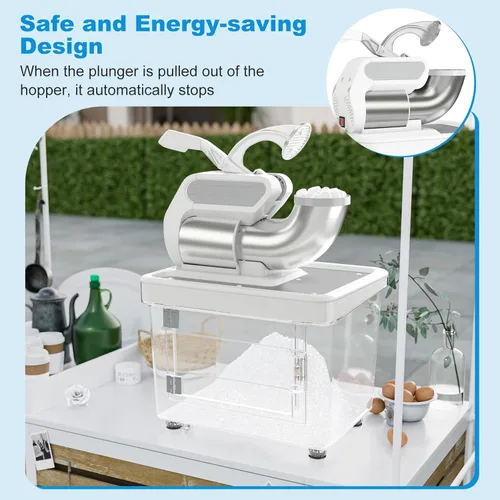 Miniatura 3 de COSTWAY Trituradora de hielo eléctrica, máquina de cono de nieve de 660 libras/h con cuchillas dobles, máquina de hielo afeitado aprobada por ETL