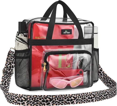 Miniatura 48 de MAY TREE Bolsa transparente para eventos en estadios de 12 x 6 x 12 pulgadas, bolsa de almuerzo transparente con correas reforzadas para trabajo