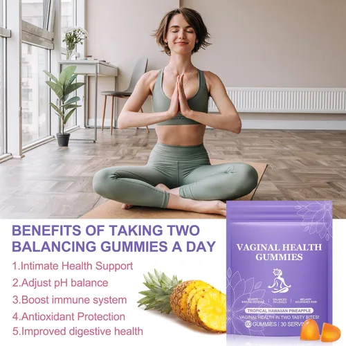 Miniatura 4 de Gomitas de equilibrio femenino premium, probióticos vaginales vitales fuente de gomitas femeninas, sabor a piña para mujeres de todas las edades