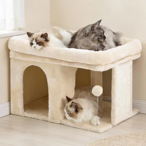 Heybly Árbol para gatos, torre para gatos de 14 pulgadas con cama de percha grande y condominio para gatos de interior para adultos grandes, casa