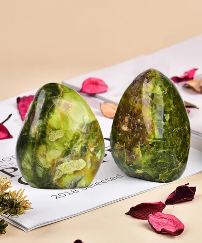 Miniatura 6 de AMOYSTONE Piedra de preocupación pulida de ópalo verde natural para aliviar la ansiedad, piedra preciosa de reiki de cristal curativo de mano