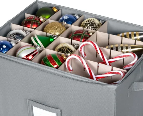 Miniatura 6 de Caja de almacenamiento para adornos de Navidad, grandes contenedores de almacenamiento de decoración navideña que almacenan hasta 128 adornos de 3