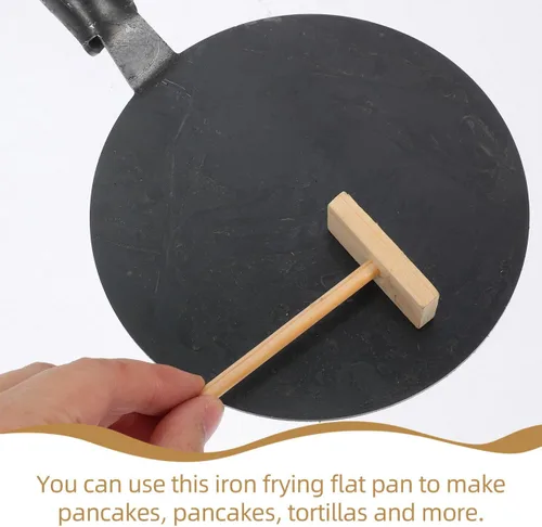 Miniatura 4 de VOSAREA Juego de sartenes antiadherentes, sartén plana de hierro fundido Dosa - Plancha con esparcidor y mango de madera para panqueques, roti