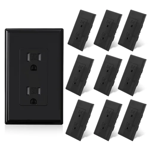 Miniatura 22 de ELEGRP Toma de corriente decorativa de pared, resistente a manipulaciones, 15 amperios, enchufe eléctrico de pared estándar, grado residencial
