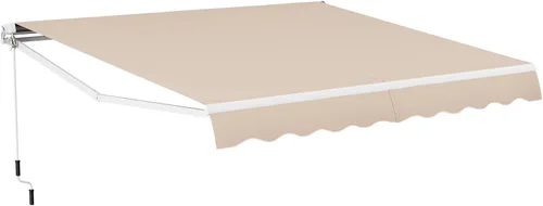 Miniatura 13 de Tangkula - Toldo retráctil de 10 pies x 8.2 pies, toldo de aluminio para patio con mango de manivela y poliéster resistente al agua, toldo retráctil
