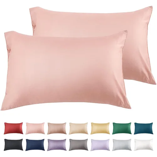 Miniatura 18 de Warmstar - Juego de 2 fundas de almohada de algodón tamaño estándar, 600 hilos, fundas de 20 x 26 pulgadas, algodón suave de fibra larga Placid Blue