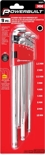 Miniatura 5 de Powerbuilt Juego de llaves hexagonales de extremo de bola de brazo largo métrico de 9 piezas, llave Allen, brazo extralargo, extremo de bola