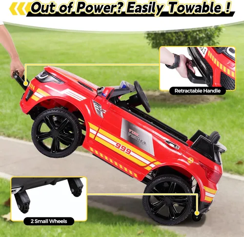Miniatura 5 de TOBBI Camión de Bomberos de Juguete Montable 12V Motor de Bomberos Camiones de Bomberos Gigantes Bombero Carro Montable con Control Remoto, Llamada