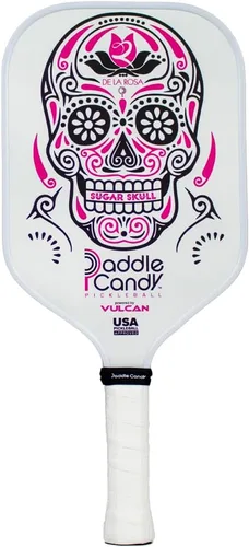 Vulcan | Paddle Candy Sugar Skull Pickleball Paddle | Rendimiento híbrido | Núcleo de polipropileno | Aprobado por USAP | Múltiples opciones Blanco
