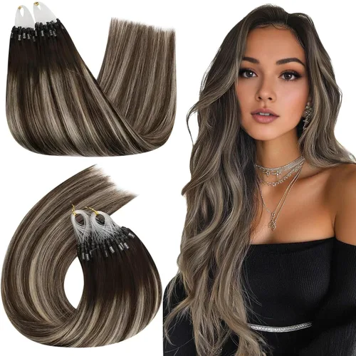 Miniatura 52 de Ugeat - Extensiones de cabello humano con microanillo, 14 pulgadas, extensiones de cabello Remy con microcuentas de 1 gm/hebra, 50 gms, extensiones