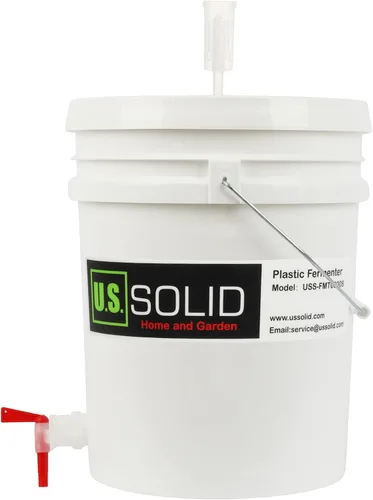 Miniatura 2 de U.S. Solid Fermentador de plástico – Cubo de fermentación de grado alimenticio de 5 galones fermentador de elaboración casera con espita y esclusa