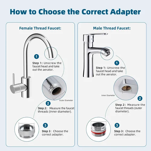 Miniatura 7 de Hibbent Kit de adaptador de grifo de 11 piezas, juego de adaptador de aireador de latón para fregadero de cocina, adaptador de grifo de fregadero