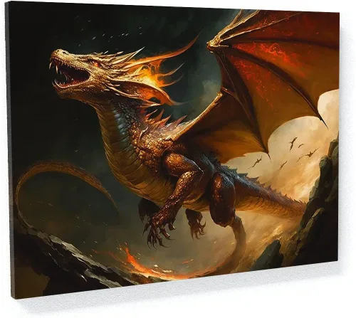 Miniatura 19 de Sense Canvas Dragon Creative 9 - Lienzo decorativo para pared, diseño de dragón para pared, póster grande para el hogar, 40 x 30 pulgadas, 0.75