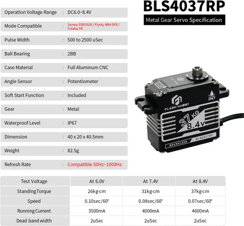 Miniatura 6 de Servos sin escobillas de 81.6 lbs, servo de alto par de 8.4 V, servo de Crwaler RC impermeable IP67 compatible con Sanwa SSR/NB4/Futaba