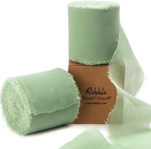 Miniatura 38 de Ribbli Cinta de Gasa Azul Marino Profundo de 1-1/2 pulgadas x 20 Yardas Cinta de Seda de Gasa con Flecos Hecha a Mano, Cinta Azul para Invitaciones